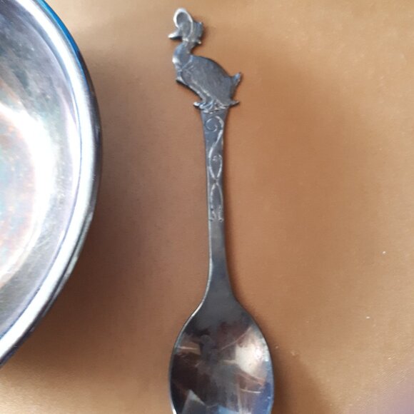 Royal Doulton 5 in Porringer & Jemima Puddle Duck Spoon - Godinger Silver Plate - Picture 5 of 10
